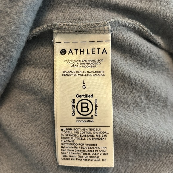 Athleta Balance Henley Baby Blue Sweatshirt, Women’s size Large - Picture 7 of 7